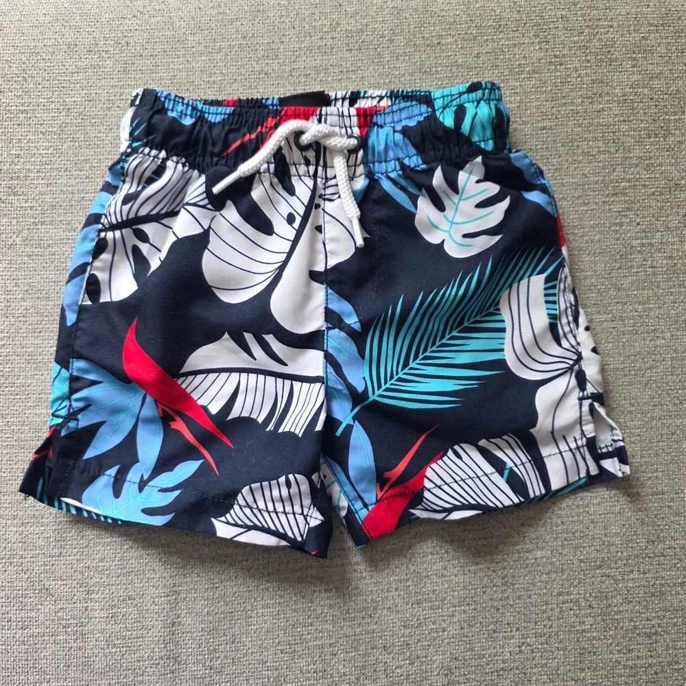 The Children's Place Sport Baby Boy Tropical Leaf Swim‎ Trunks Navy Blue 9-12M